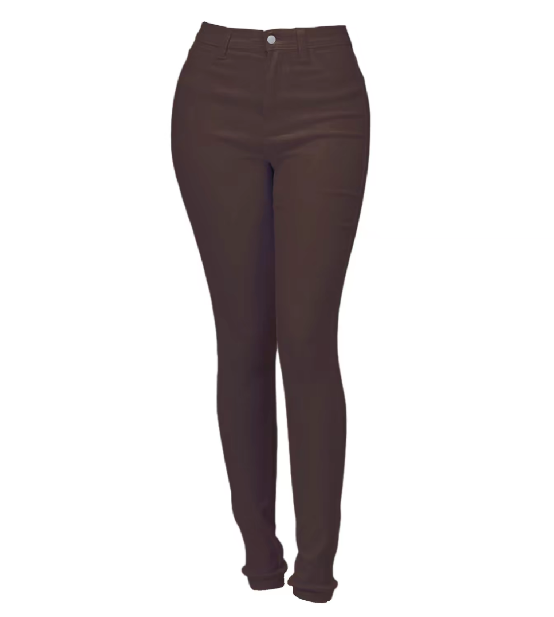 Brown skinny jeans product outline on white background