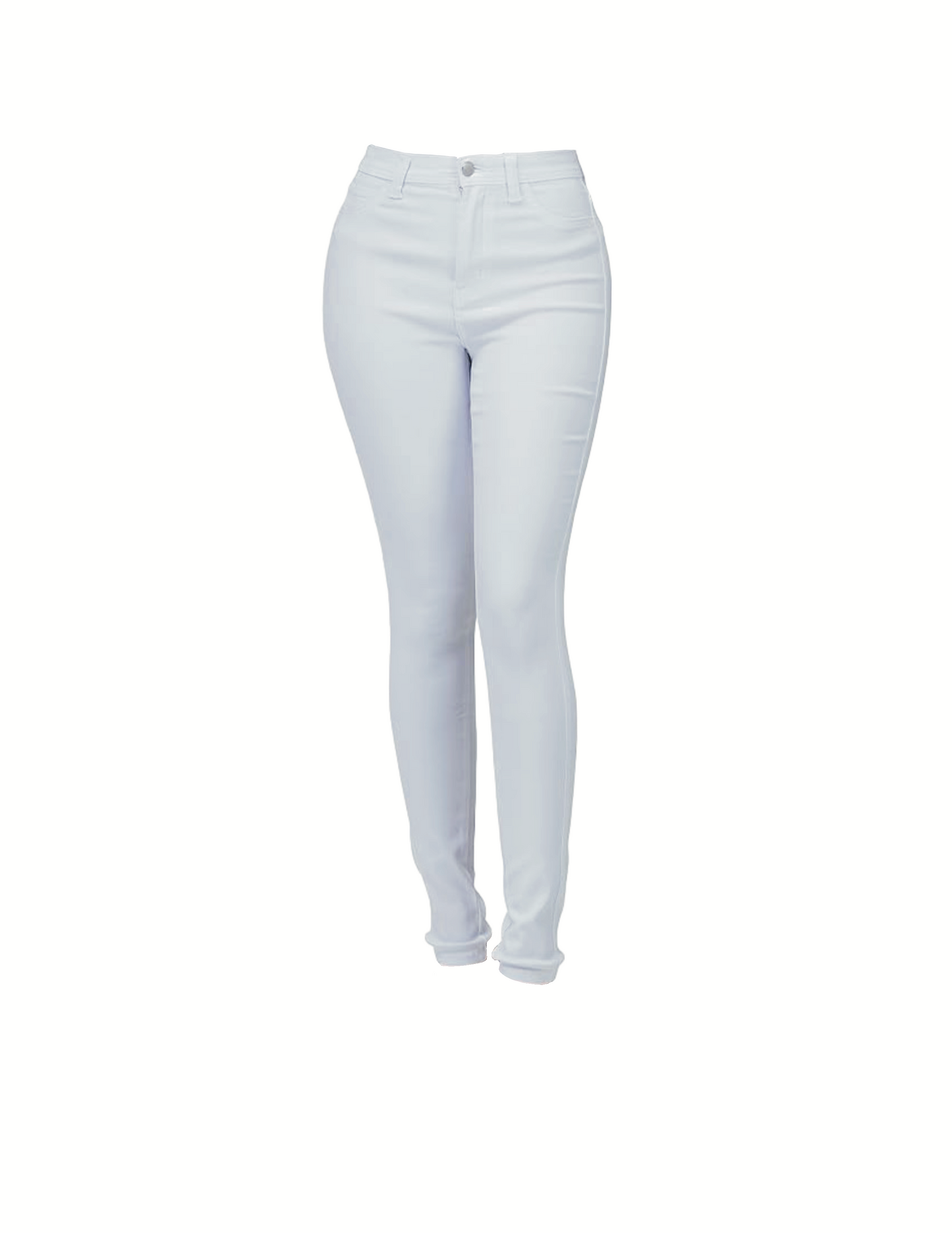 White skinny jeans product outline on white background